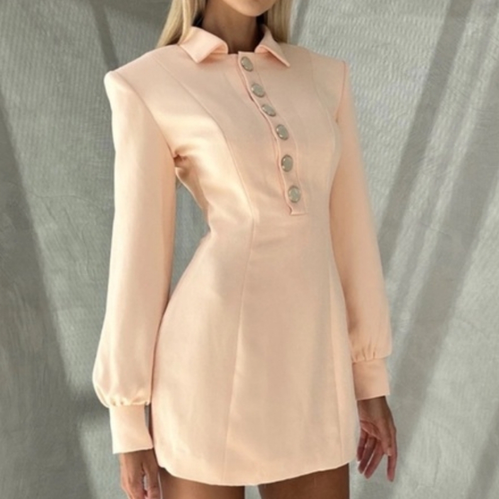 Atoir golden mini Peach Long Sleeve Dress